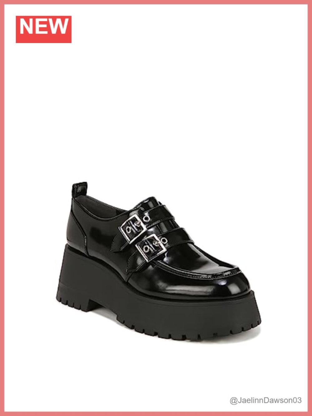 Faux Leather Platform Loafers with Cushioned Insole & Buckle Detail